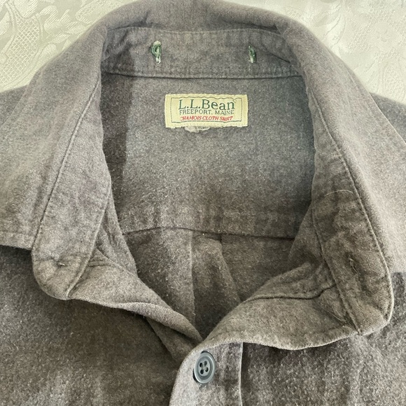 LL Bean Chamois Cloth Work Shirt Mens Medium Gray Heavy Long Sleeve Button Up - Picture 9 of 9